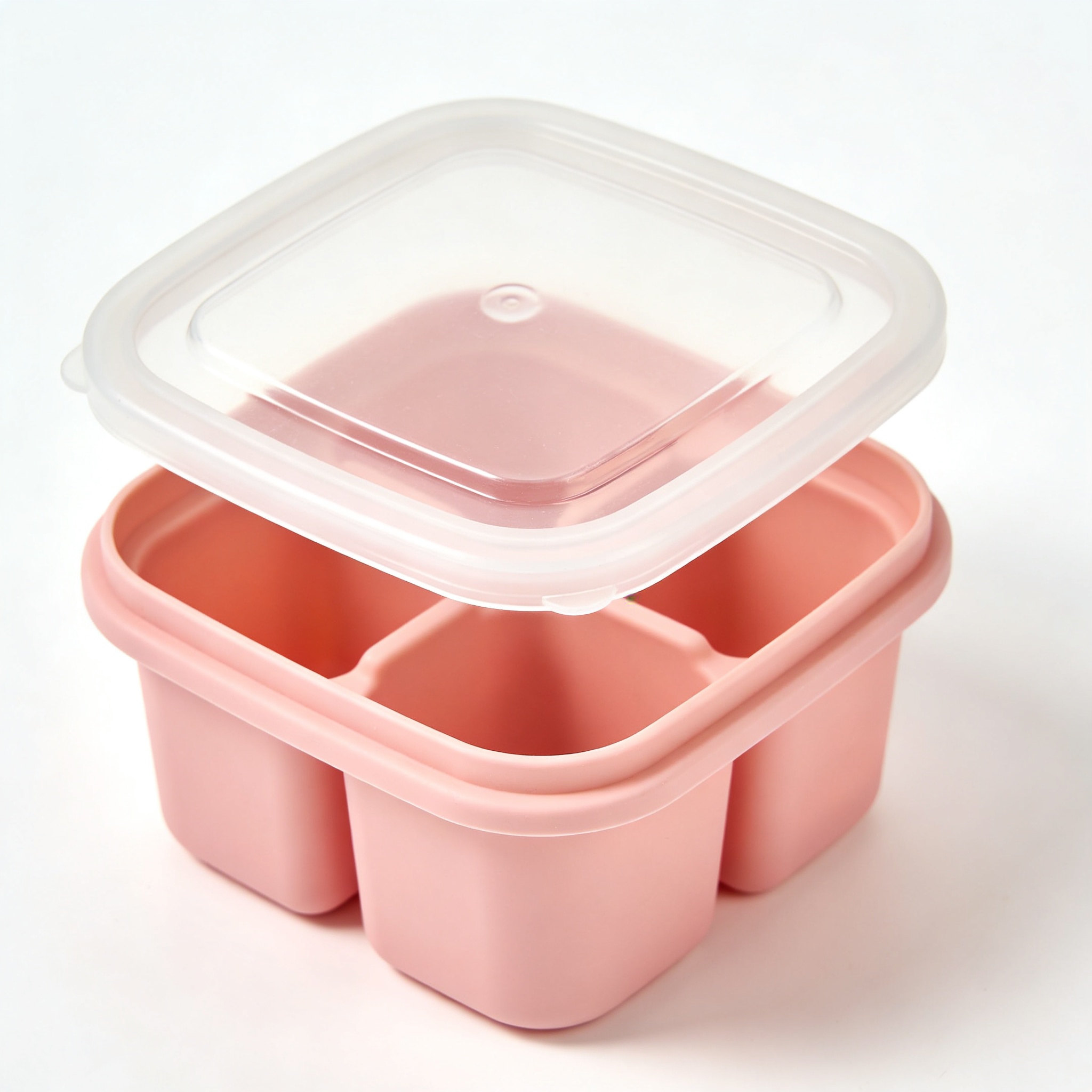 Plain Kitchen Lot de 4 Bacs à Glaçons en Silicone avec Couvercle, Moules à Glaçons Carrés Faciles à Démouler, Certifiés LFGB et Sans BPA (1 Vert + 1 Bleu + 1 Rose + 1 Jaune